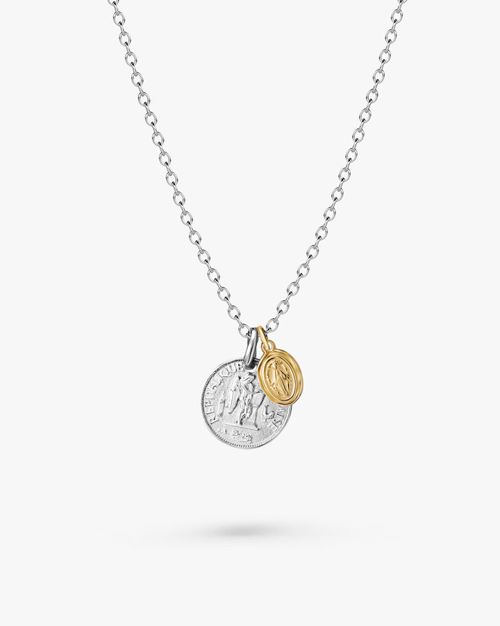316L double coin necklace #N58