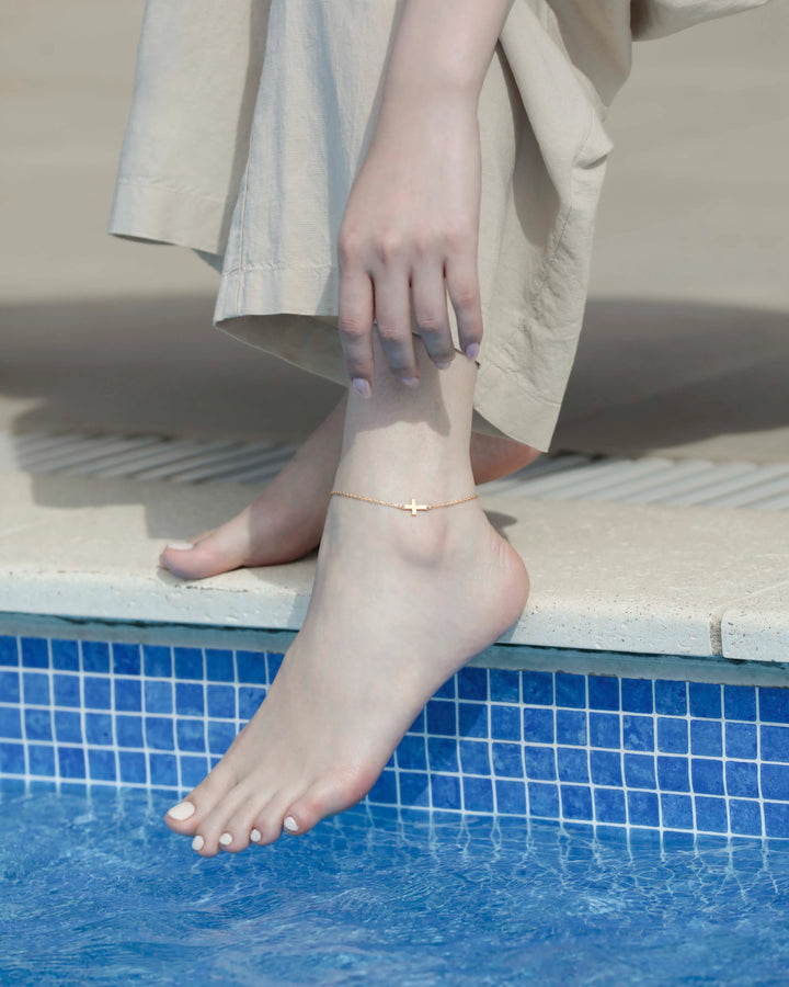 316L hawaiian cross anklet #B22