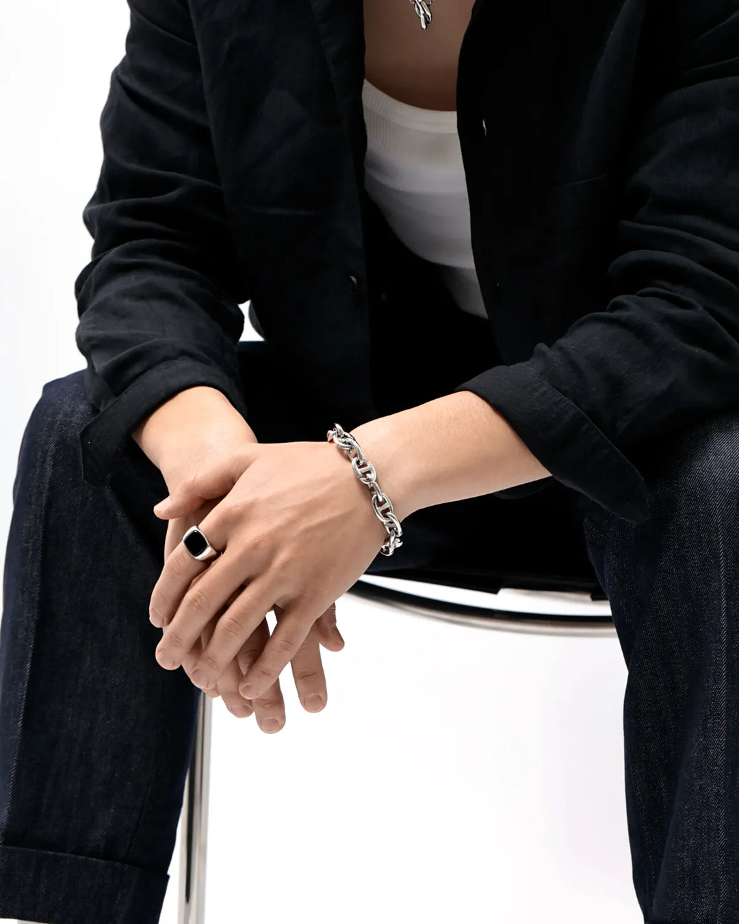 316L black signet ring #R45