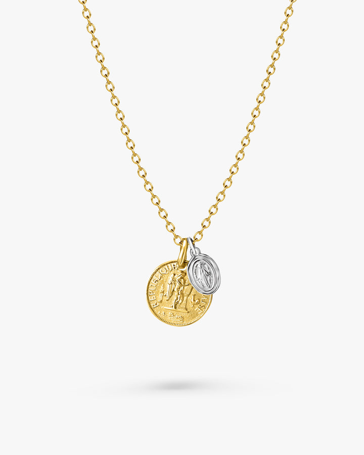 316L double coin necklace #N58