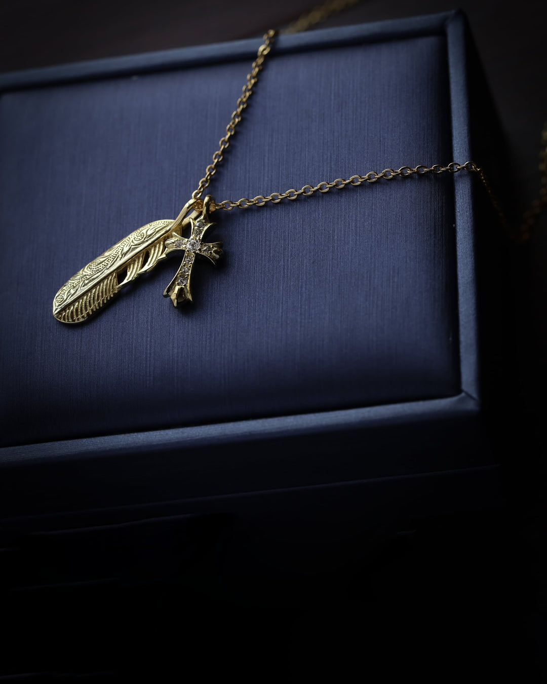 s925 fether&cross necklace #N09