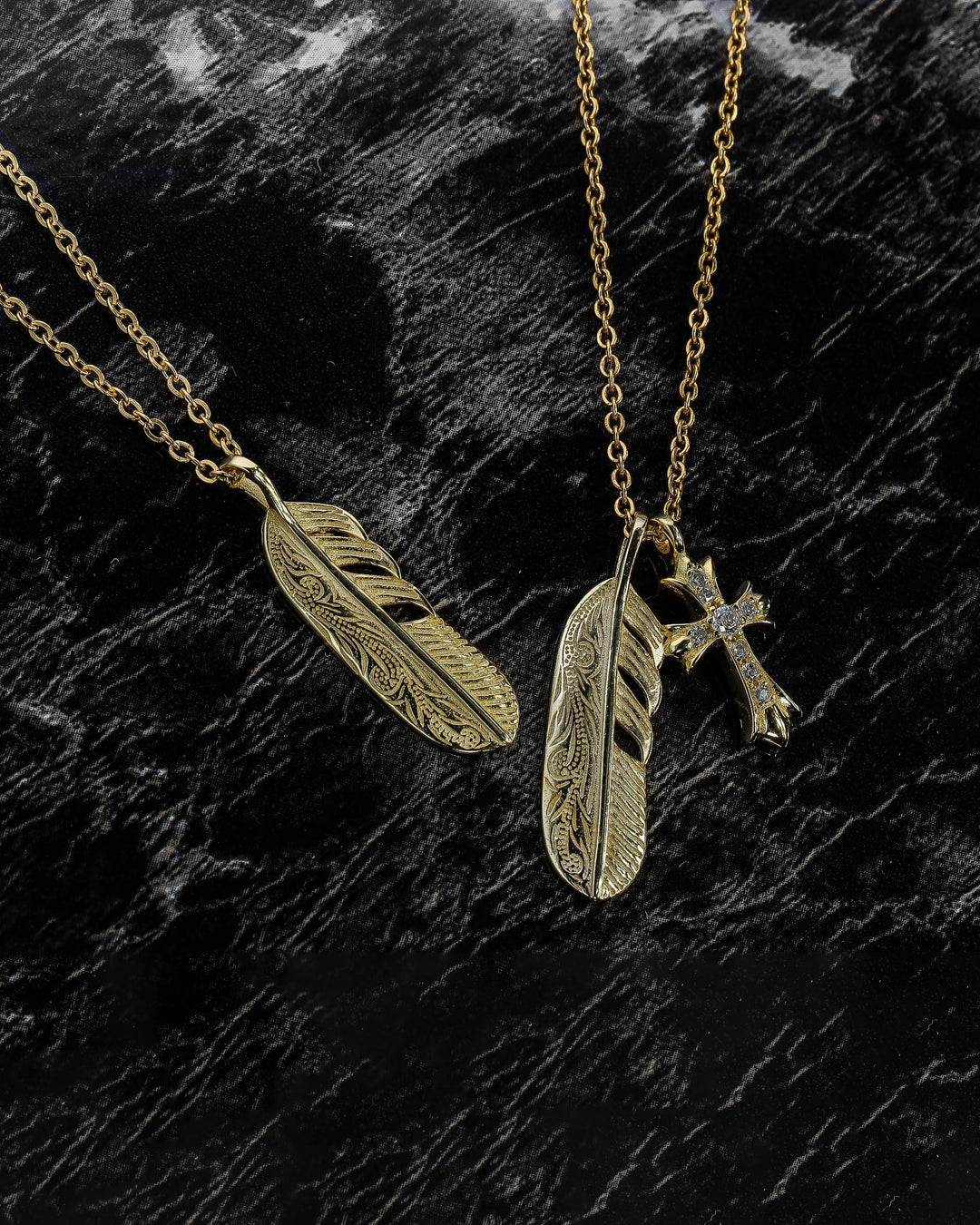 s925 fether&cross necklace #N09
