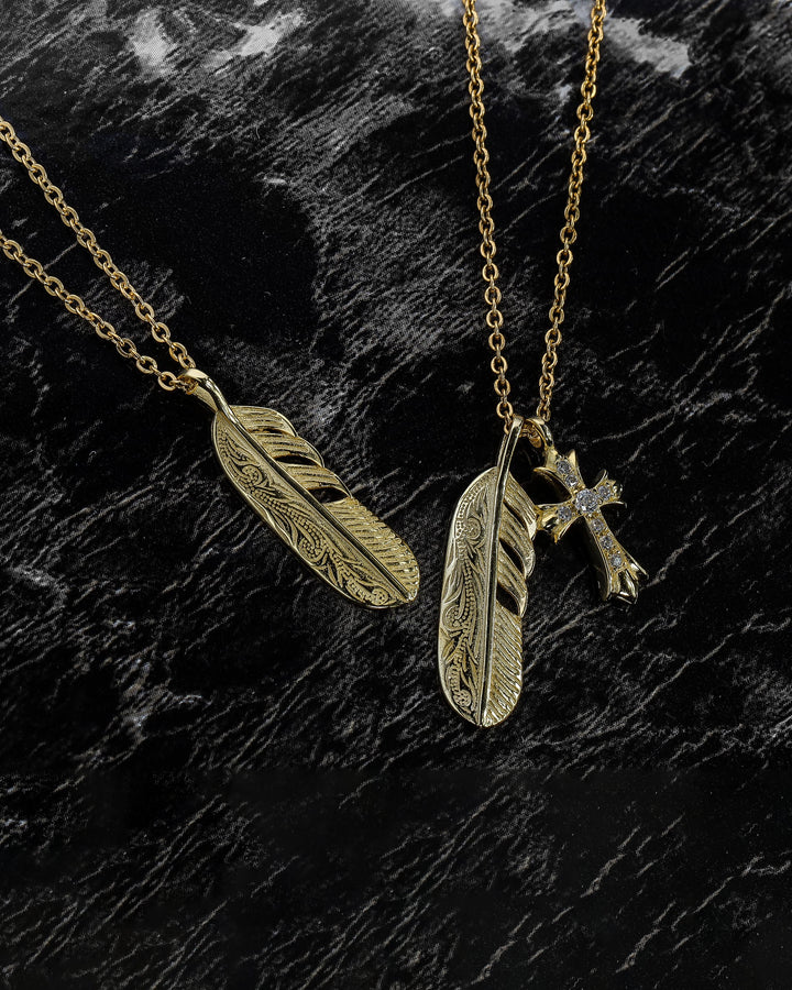 s925 fether&cross necklace #N09
