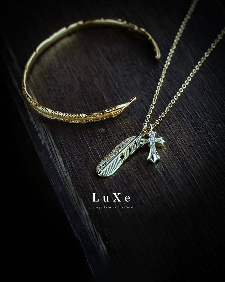 s925 fether&cross necklace #N09