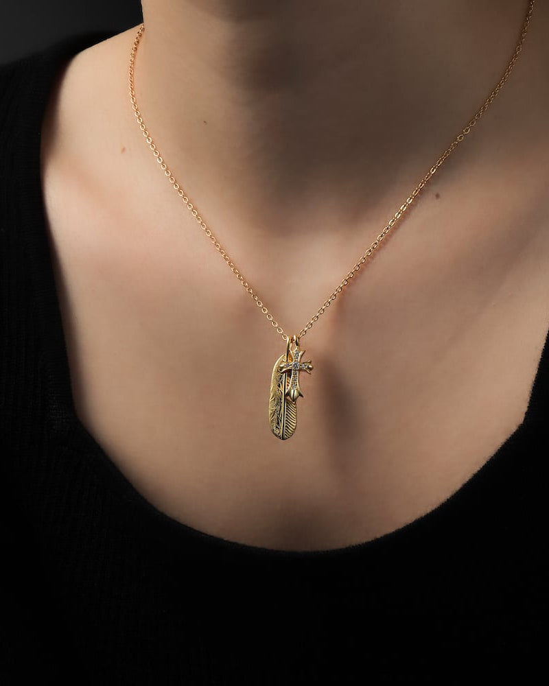 s925 fether&cross necklace #N09