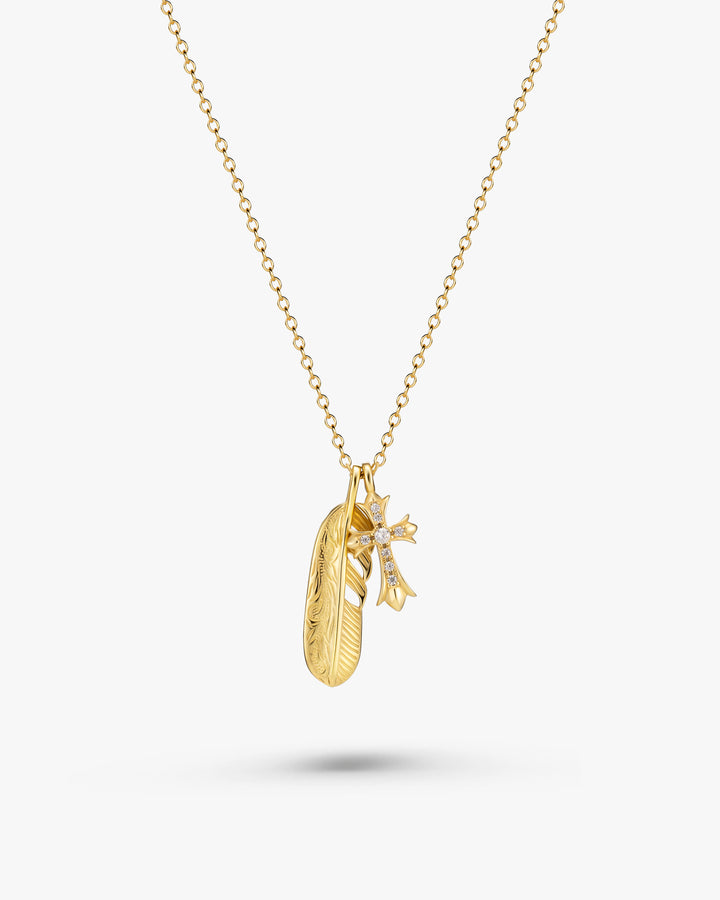 s925 fether&cross necklace #N09
