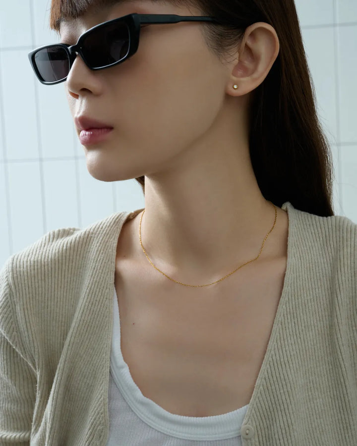 316L thin cut chain necklace #N103