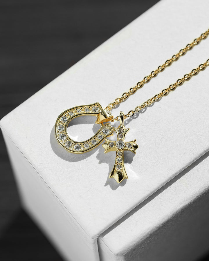 s925 horseshoe&cross necklace #N22