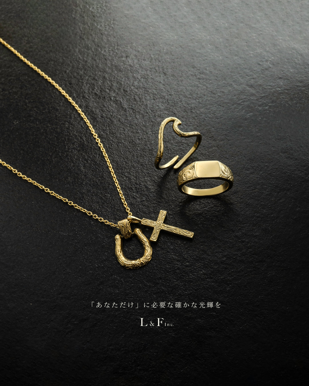 316L hawaiian horseshoe & cross necklace #N29