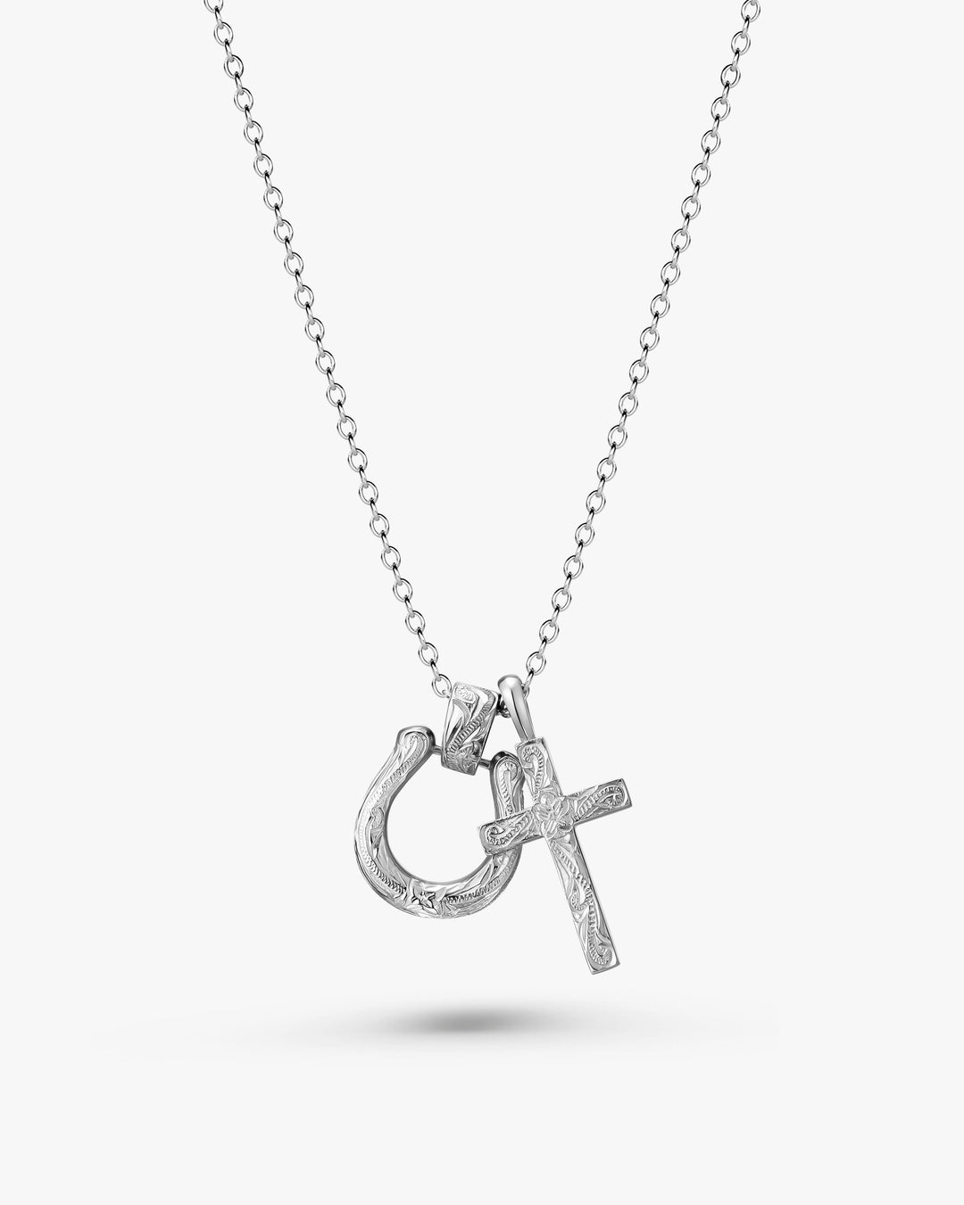 316L hawaiian horseshoe & cross necklace #N29