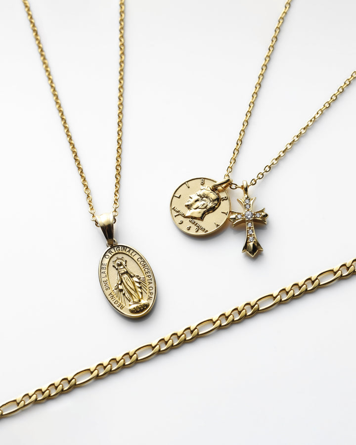 316L coin&cross necklace #N33