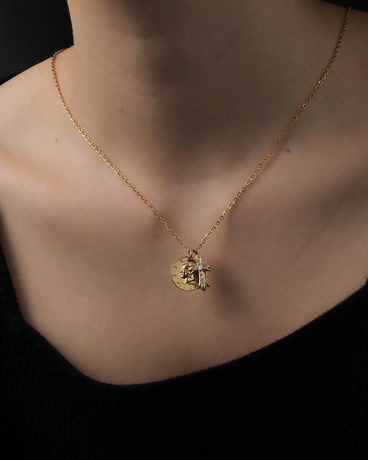 316L coin&cross necklace #N33
