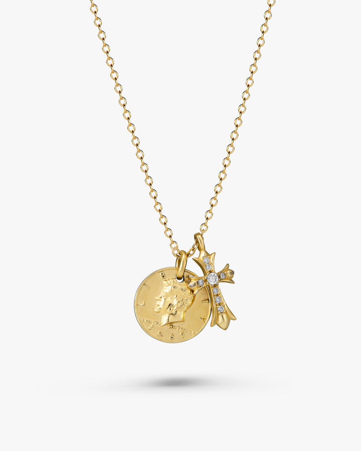 316L coin&cross necklace #N33
