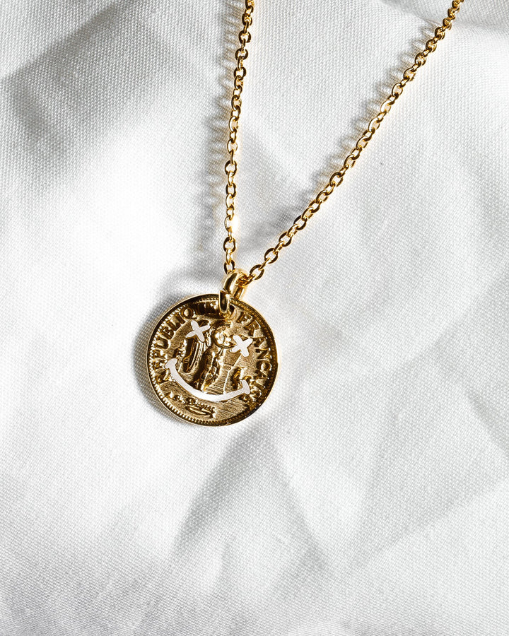 316L smile coin necklace #N41
