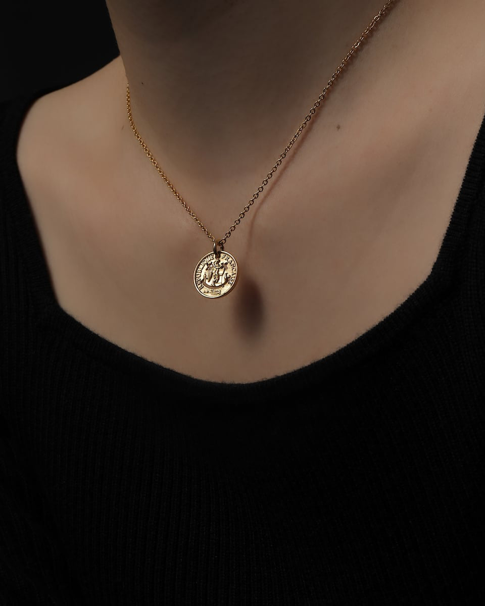 316L smile coin necklace #N41