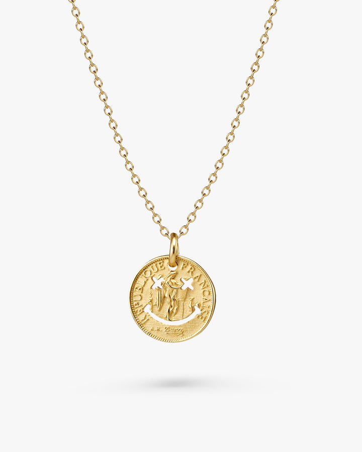316L smile coin necklace #N41