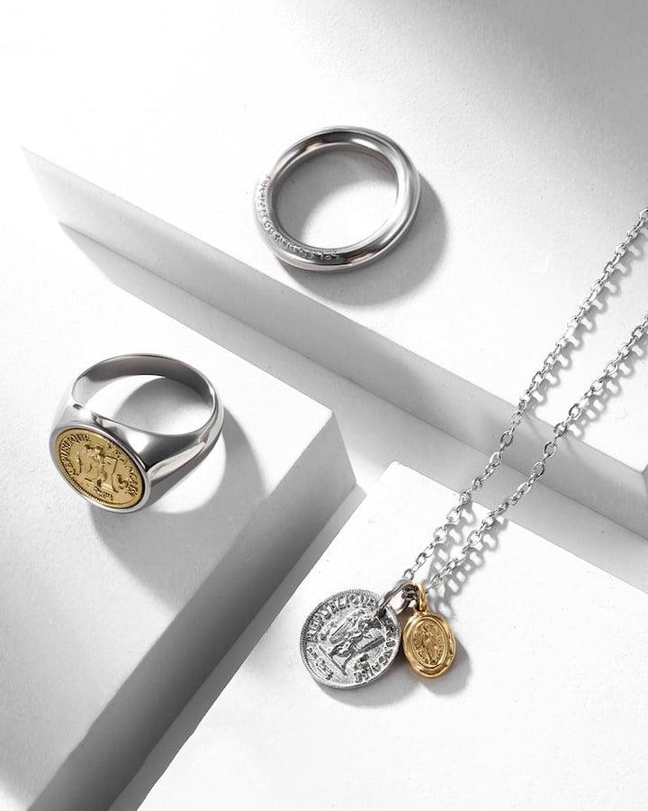 316L double coin necklace #N58