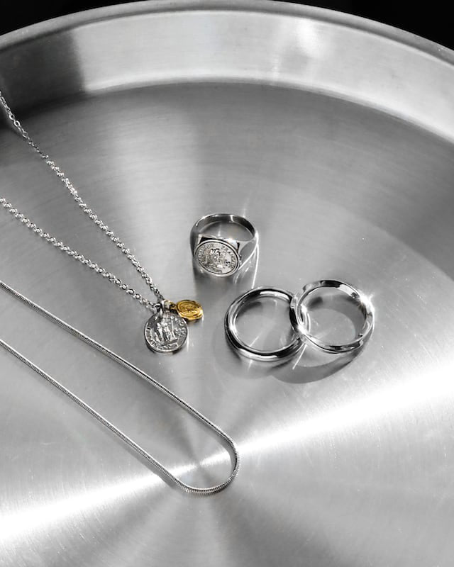 316L double coin necklace #N58
