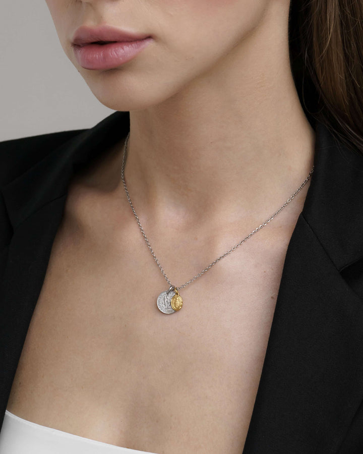 316L double coin necklace #N58