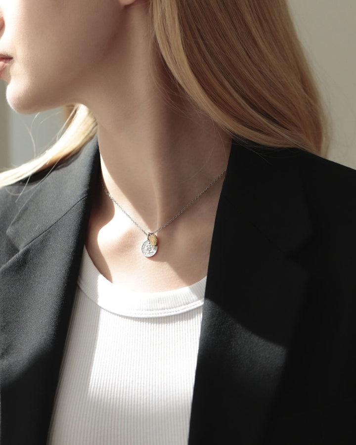 316L double coin necklace #N58
