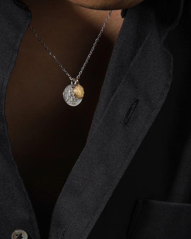 316L double coin necklace #N58