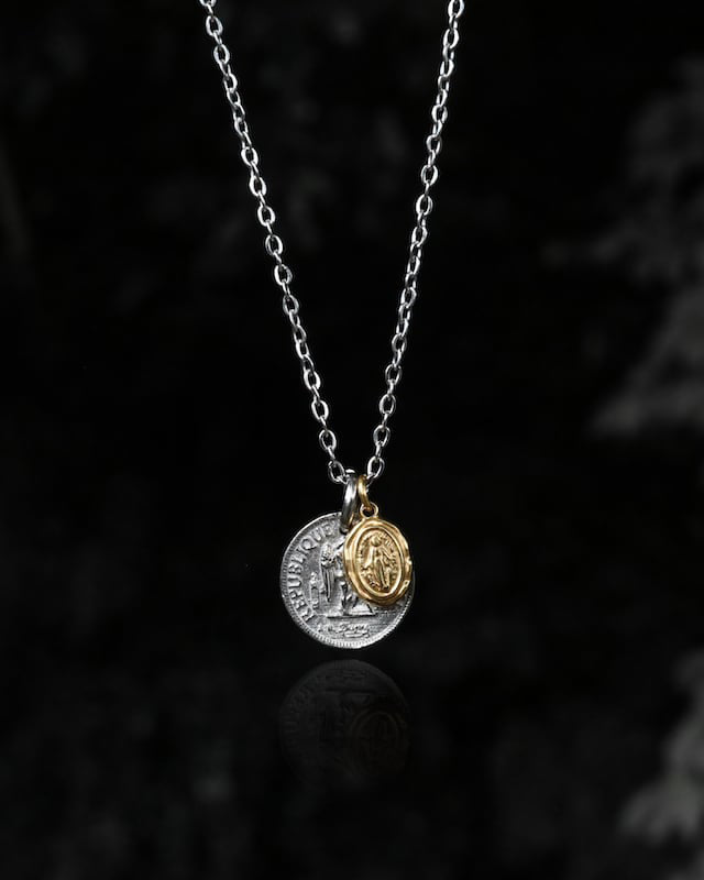 316L double coin necklace #N58