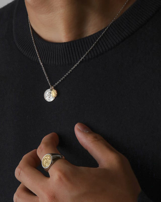 316L double coin necklace #N58