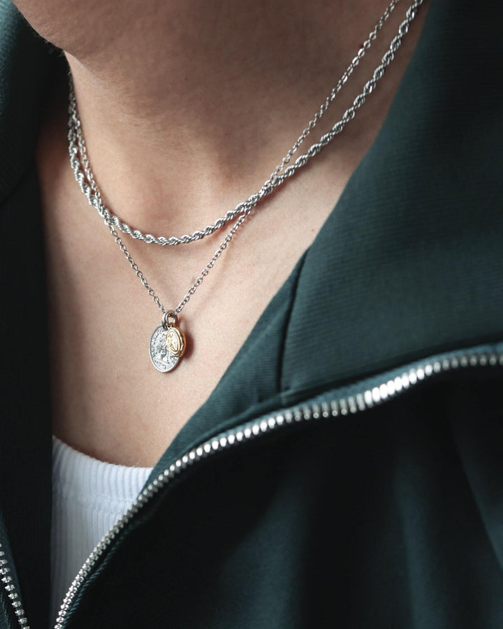 316L double coin necklace #N58