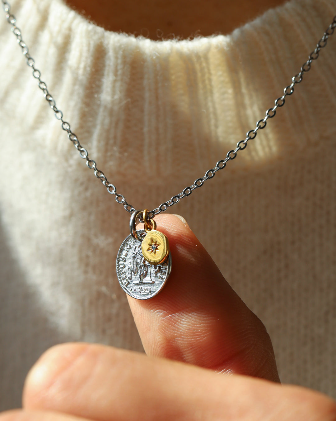 316L coin sun necklace (2way) #N59