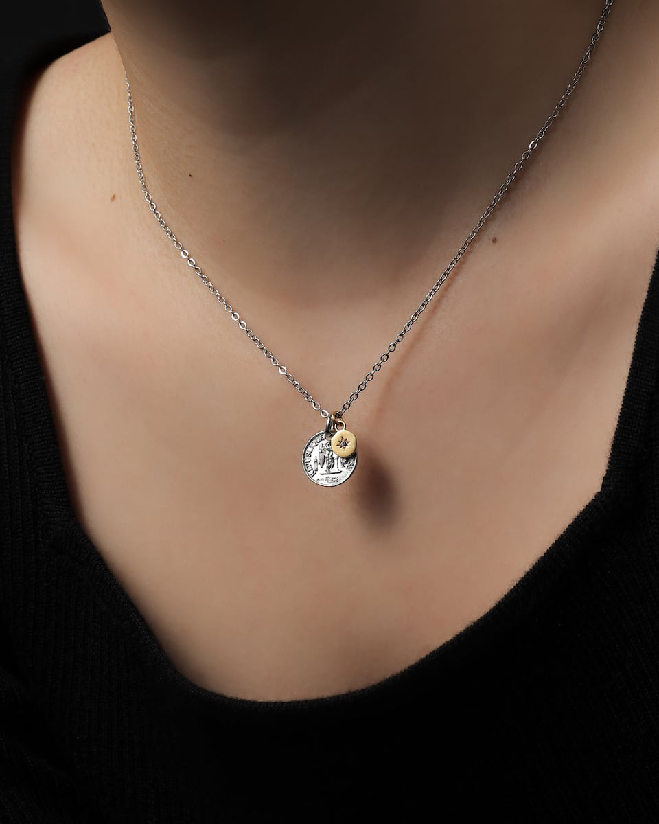 316L coin sun necklace (2way) #N59