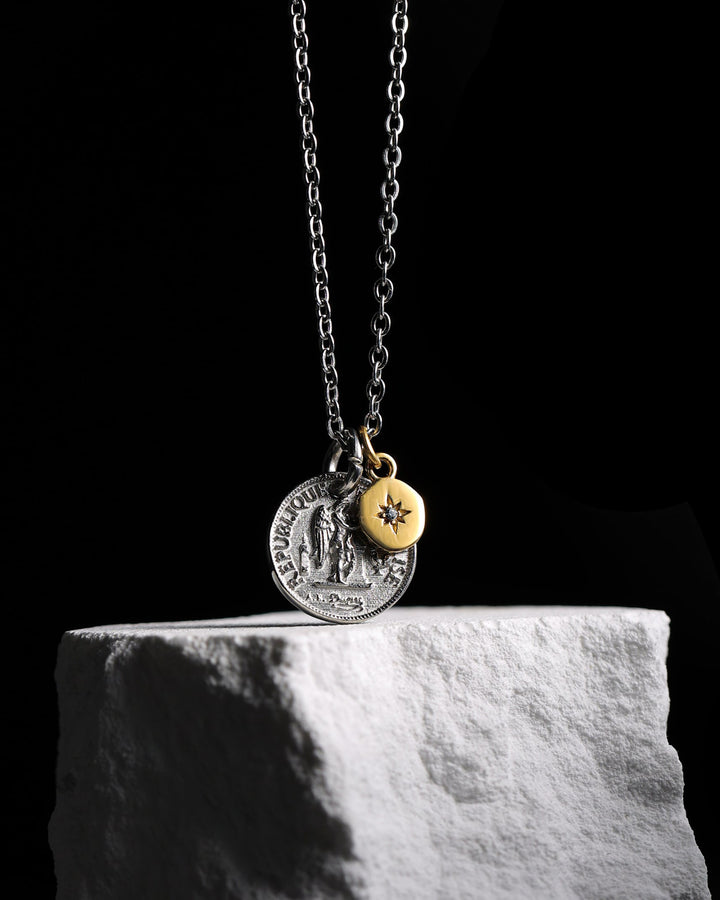 316L coin sun necklace (2way) #N59