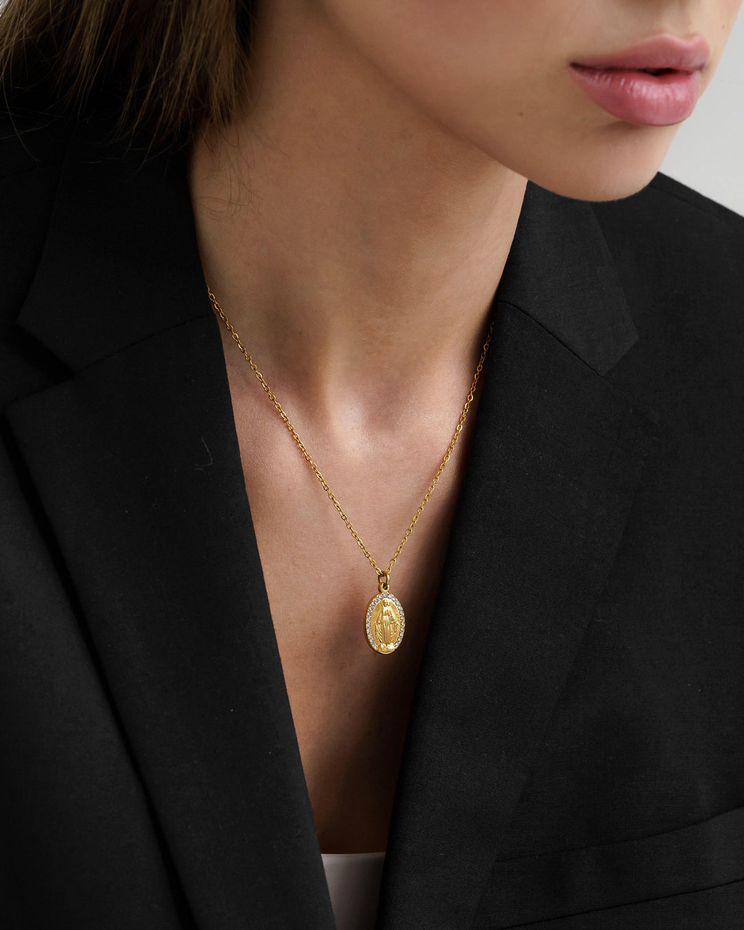 316L zilconia medai necklace #N60