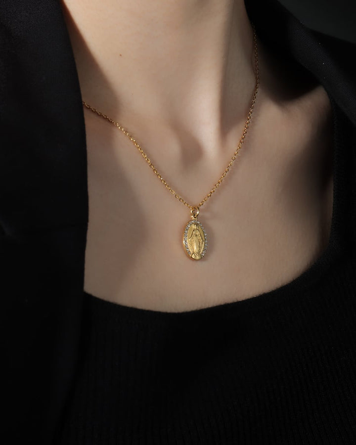 316L zilconia medai necklace #N60