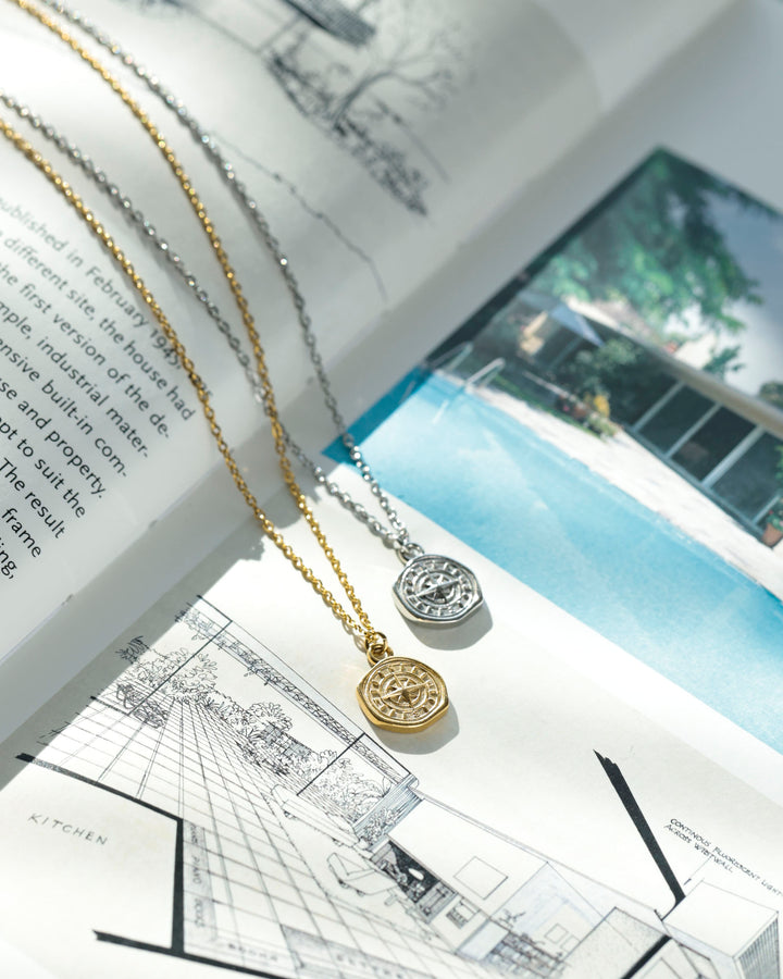 316L compass necklace #N75