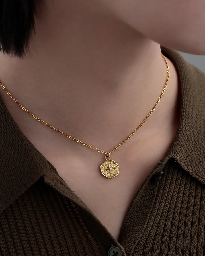 316L compass necklace #N75
