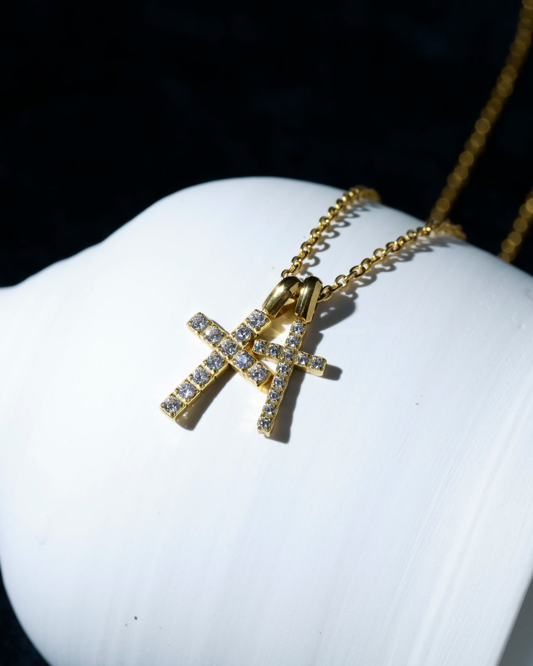 316L double cross necklace #N96