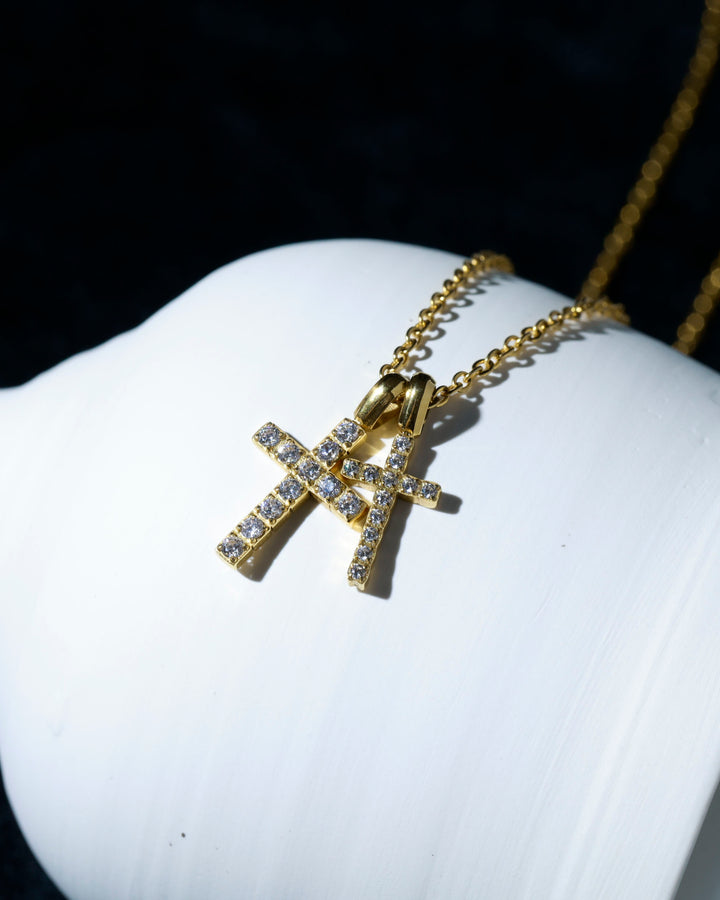 316L double cross necklace #N96