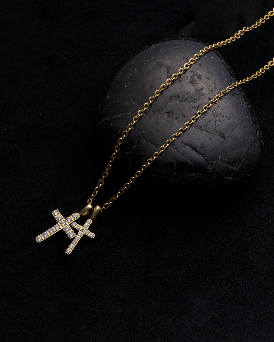 316L double cross necklace #N96