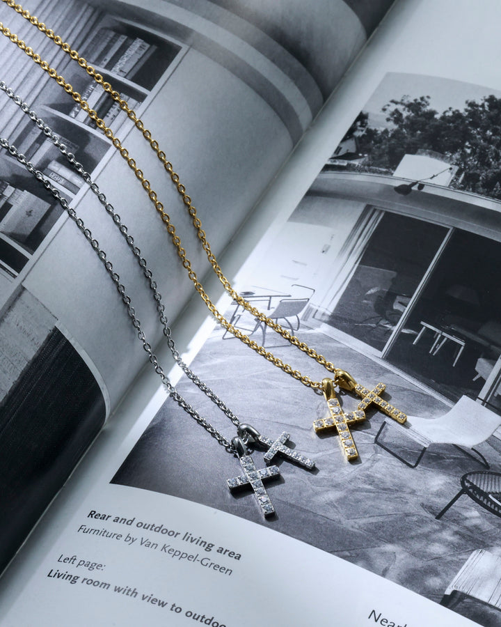 316L double cross necklace #N96