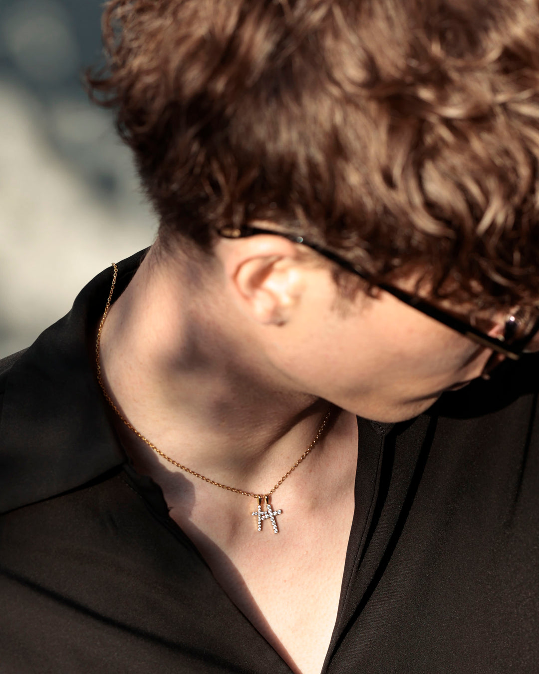 316L double cross necklace #N96