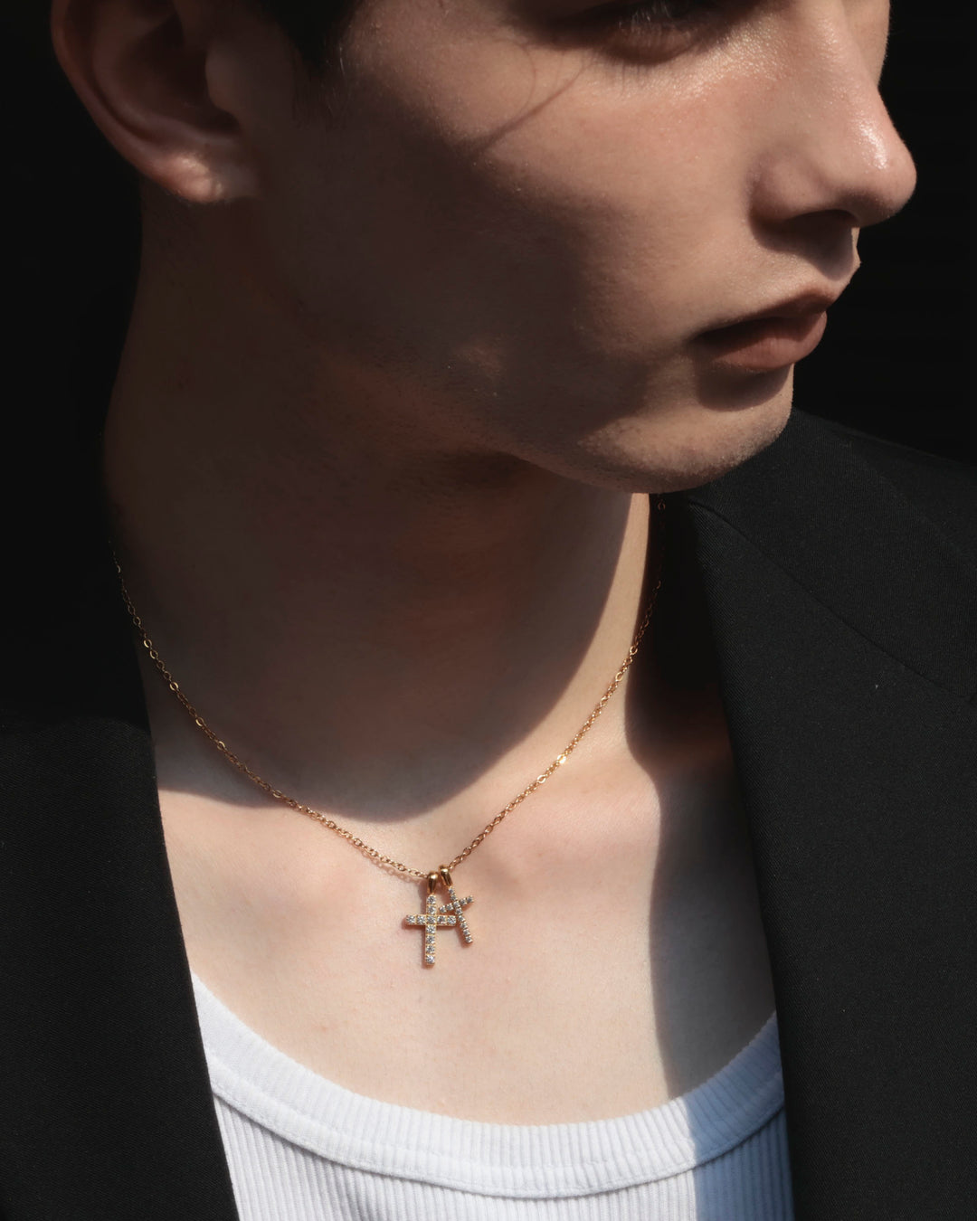316L double cross necklace #N96