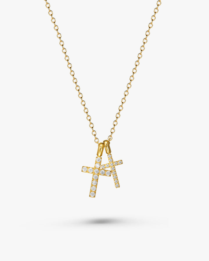 316L double cross necklace #N96