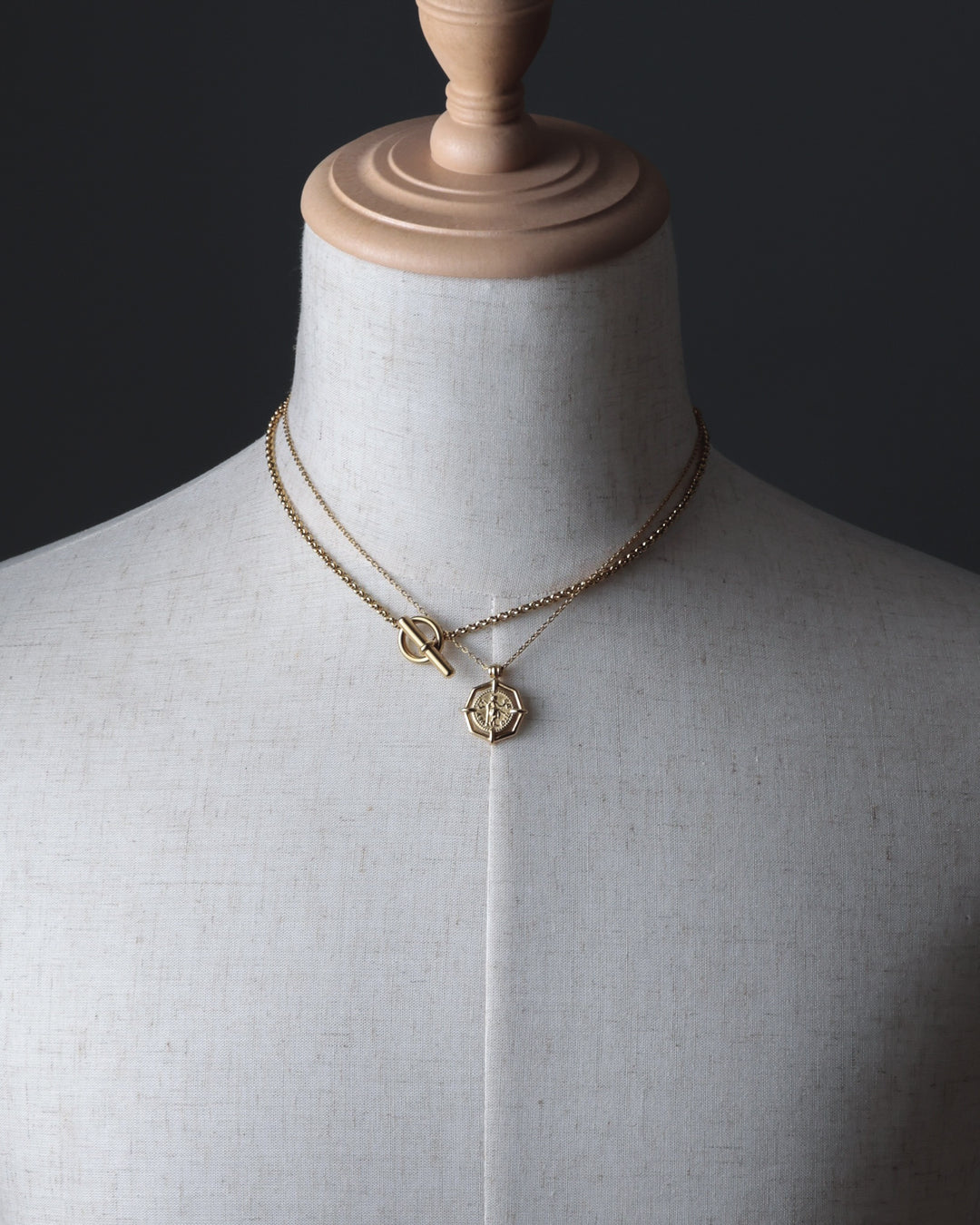 316L octagon coin necklace #N97