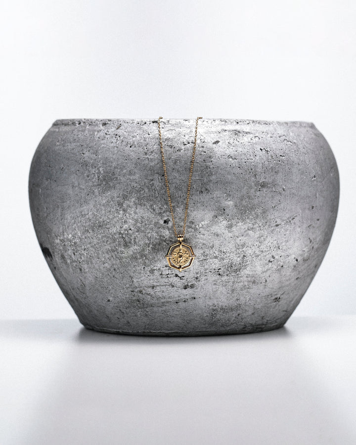 316L octagon coin necklace #N97