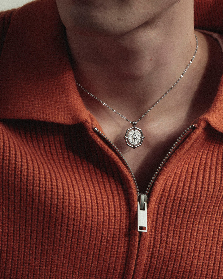 316L octagon coin necklace #N97