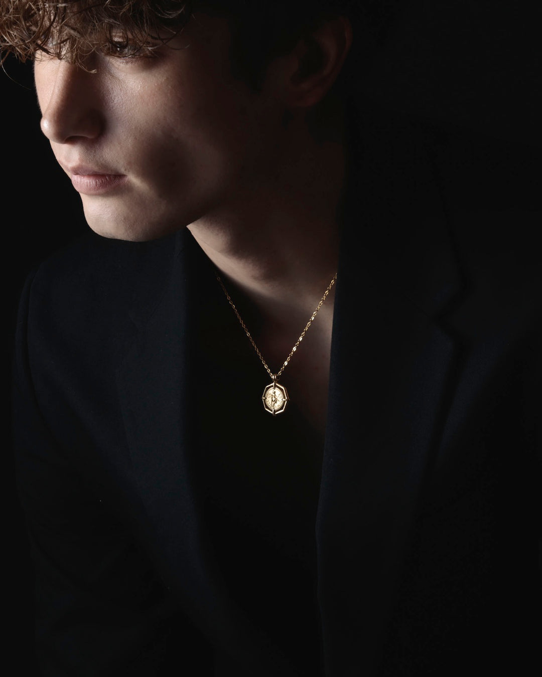 316L octagon coin necklace #N97