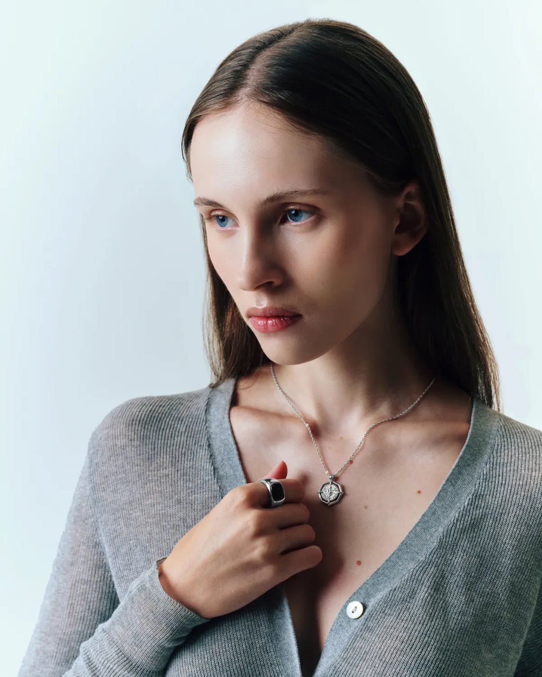 316L octagon coin necklace #N97