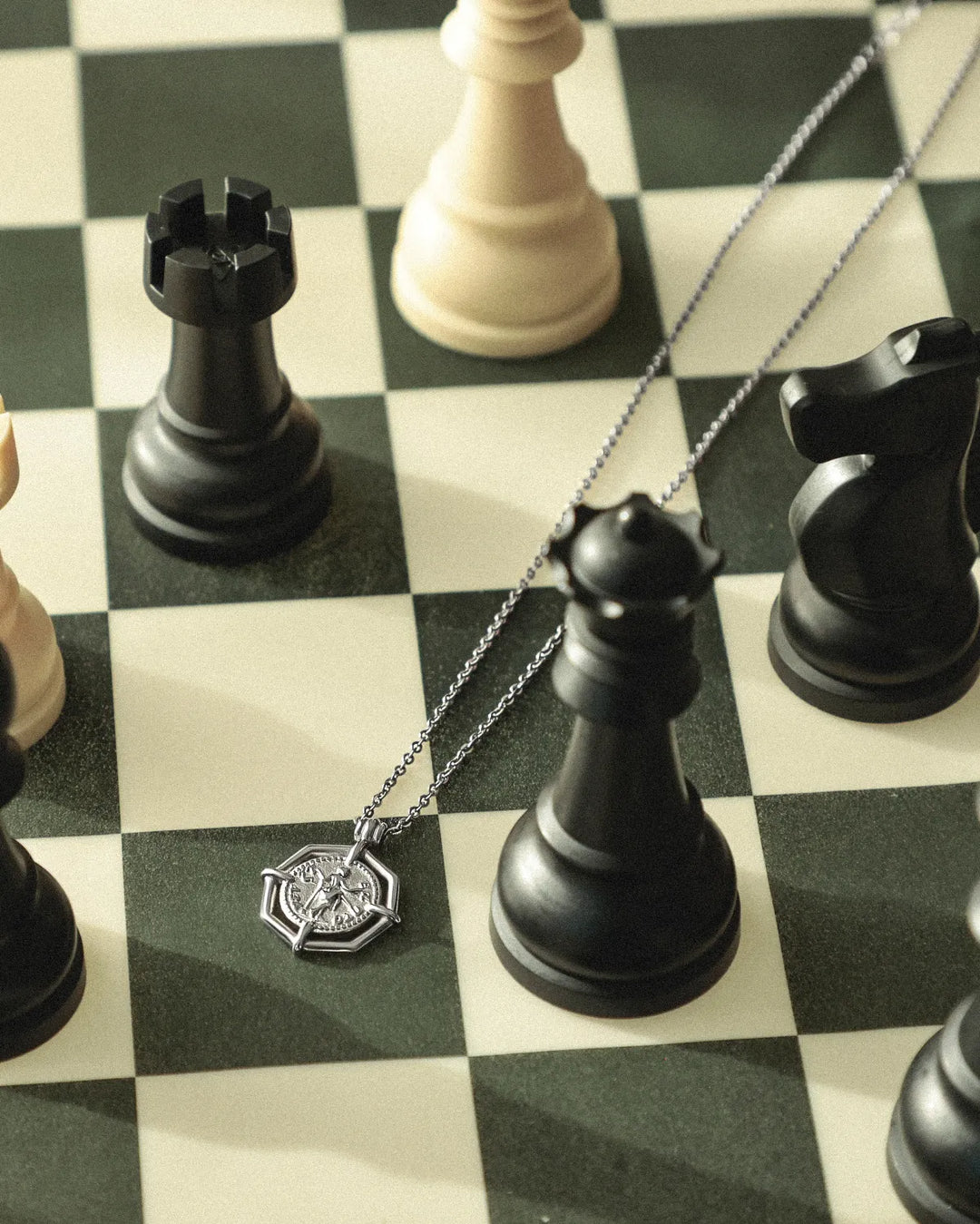 316L octagon coin necklace #N97