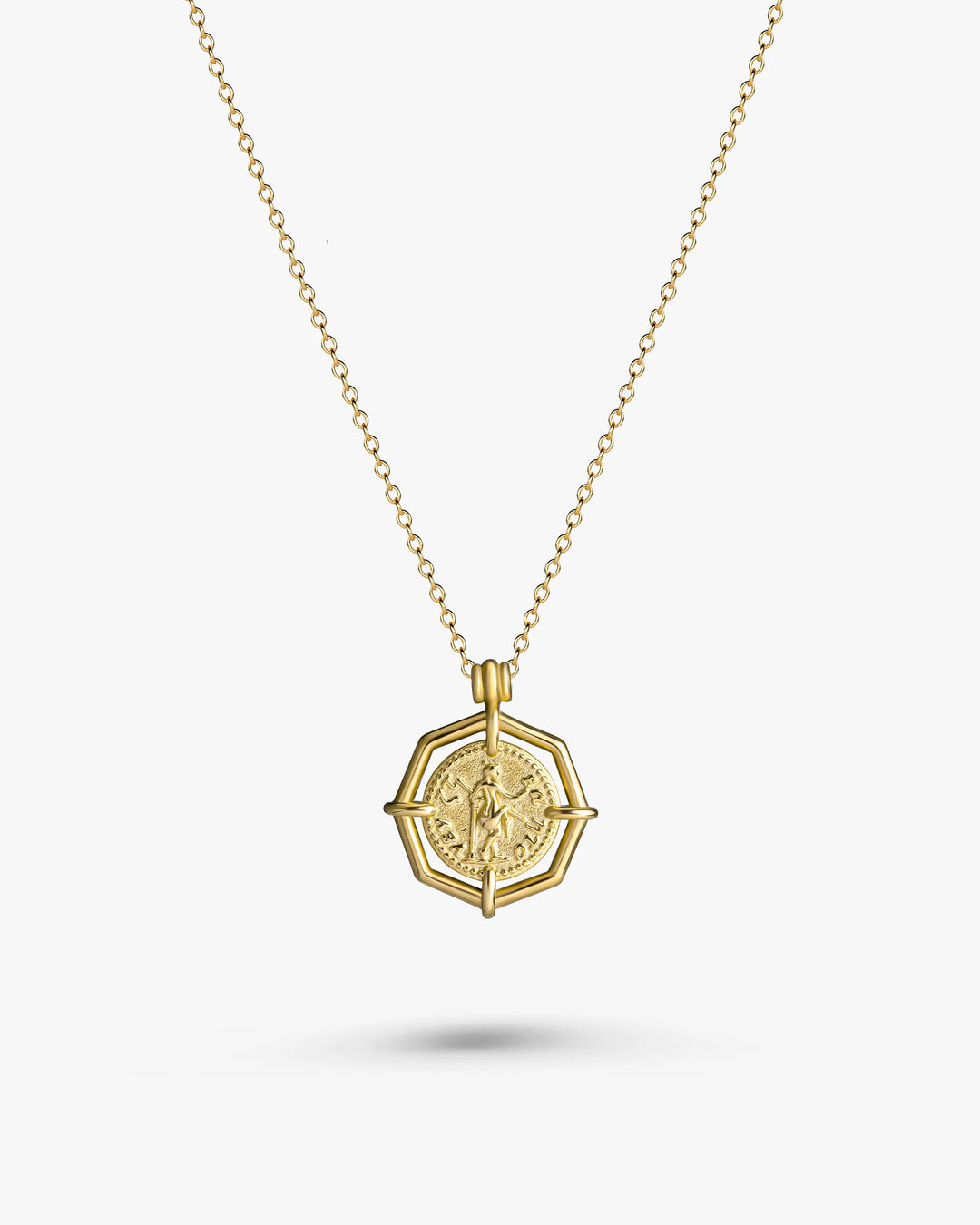 316L octagon coin necklace #N97