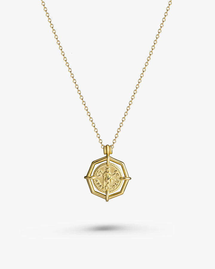316L octagon coin necklace #N97
